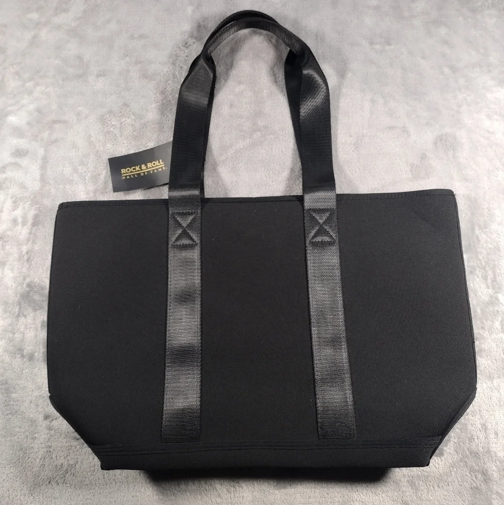 Rock N Roll Hall Of Fame Museum Trophy Neoprene Black Tote Bags NWT